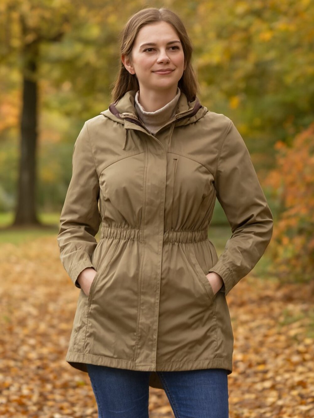 Eastern Mountain Sports Tan Rain Jacket Size Medium Hooded